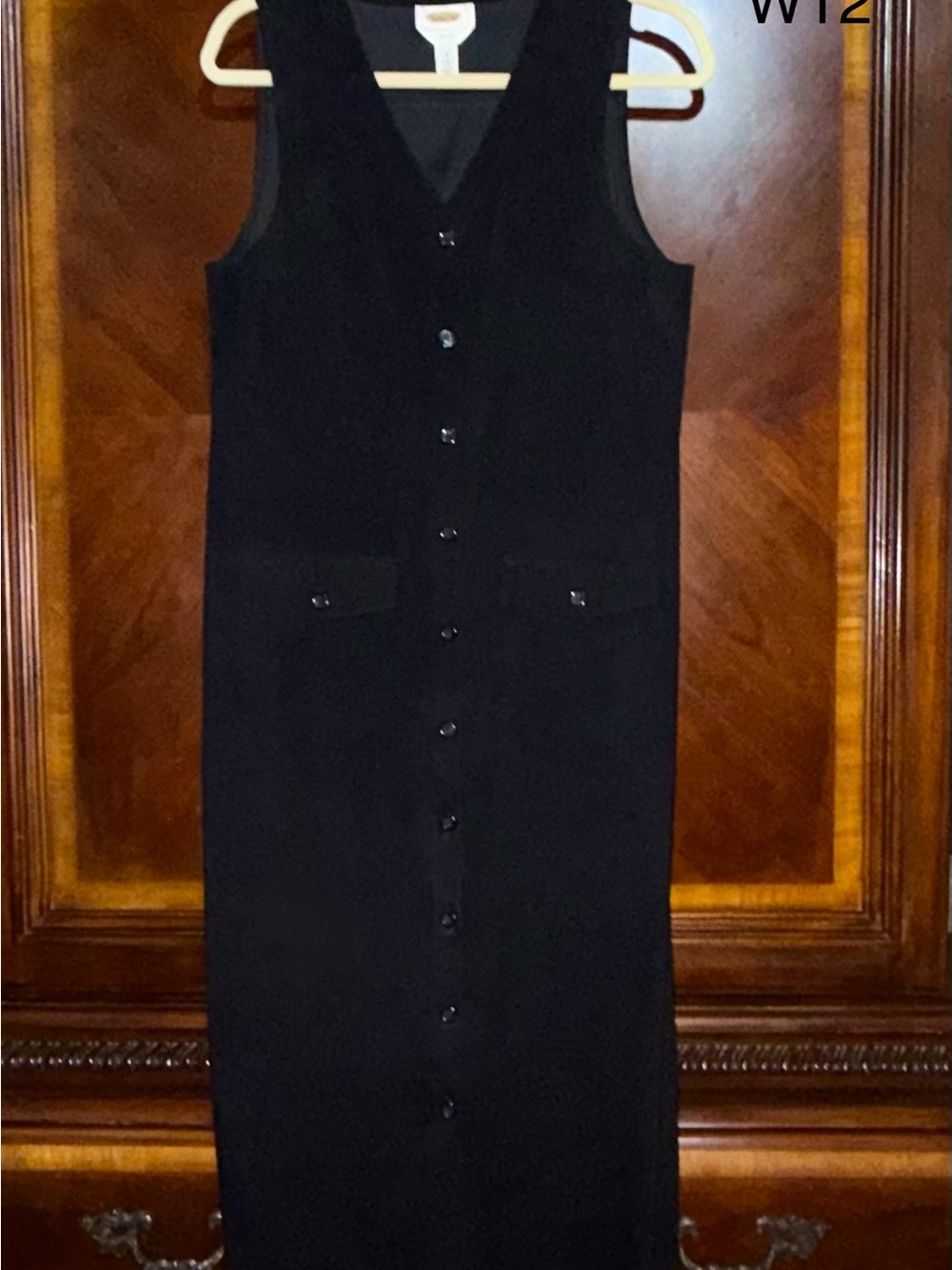 Talbots Black Sleeveless Button-Front Midi Dress